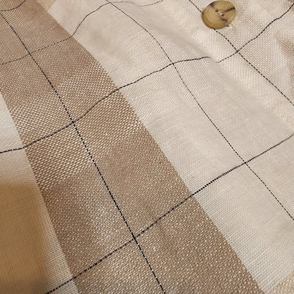 NWT Anthopologie Mo:vint Linen Beige Plaid Sleeveless Button Midi Dress Medium - Picture 12 of 16